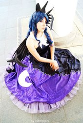 Size: 630x925 | Tagged: safe, artist:kuro-kiubi-sai, artist:saizardrancher, princess luna, human, g4, cosplay, irl, irl human, photo, solo