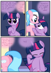 Size: 1741x2500 | Tagged: safe, artist:pyruvate, aloe, twilight sparkle, comic:the usual, g4, :3, begging, butt, comic, cute, eyes closed, floppy ears, plot, smiling, spa, twiabetes