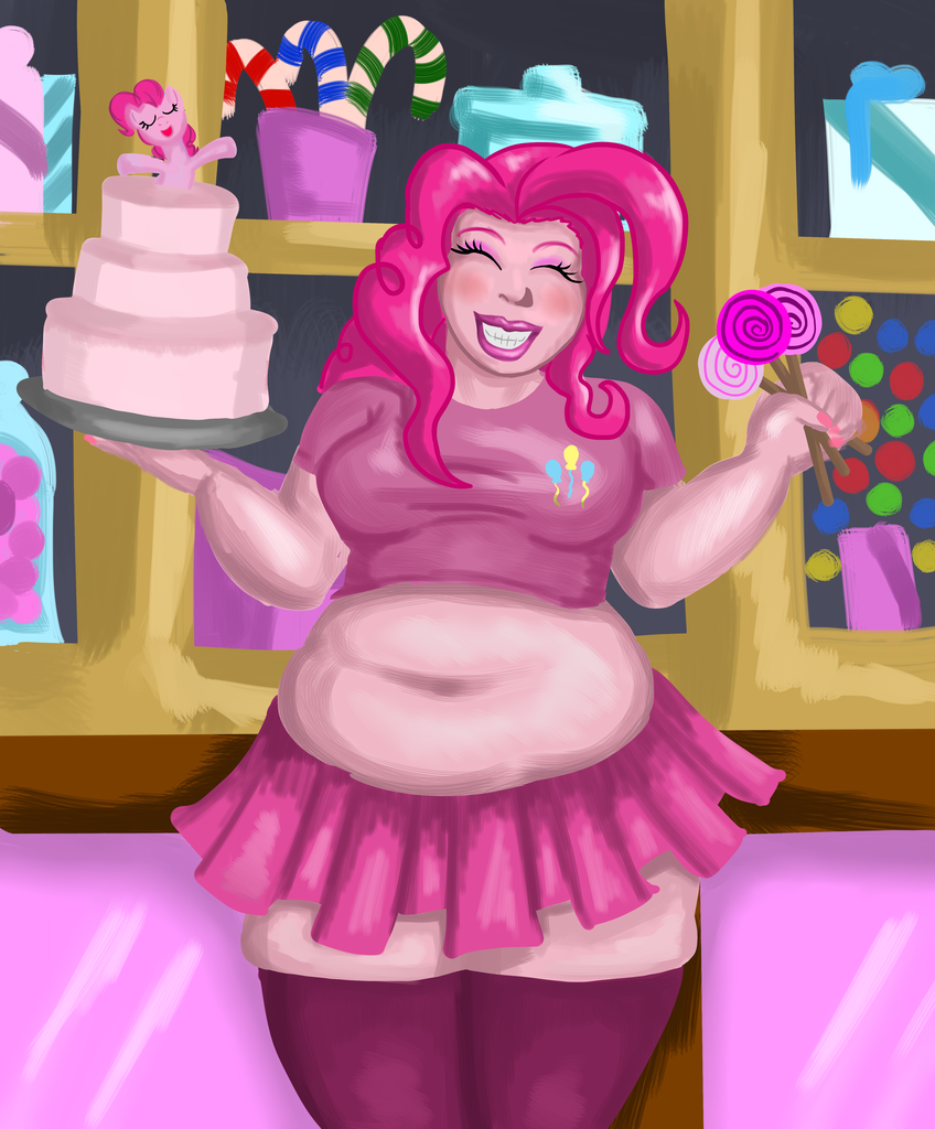 bbw, belly button, cake, candy, clothes, cute, diapinkes, fat, humanized, m...