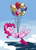 Size: 952x1317 | Tagged: safe, artist:yeendip, pinkie pie, earth pony, pony, g4, balloon, cloud, cloudy, cute, diapinkes, female, flying, mare, sleeping, smiling, solo, then watch her balloons lift her up to the sky