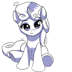 Size: 1000x1000 | Tagged: safe, artist:mykegreywolf, sweetie belle, g4, female, looking at you, sitting, solo, underhoof