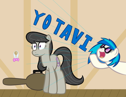 Size: 900x700 | Tagged: safe, artist:terton, dj pon-3, octavia melody, vinyl scratch, g4, bowtie, no indoor voice, yelling, yo tavi whatcha doin'