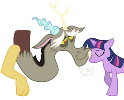 Size: 1250x1012 | Tagged: safe, artist:strixmoonwing, discord, twilight sparkle, g4, discordlove, female, male, ship:discolight, shipping, straight