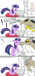 Size: 700x1500 | Tagged: safe, artist:makoruu, discord, twilight sparkle, g4, blushing, comic, female, kissing, male, ship:discolight, shipping, straight, twilight cat