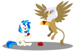 Size: 3600x2400 | Tagged: safe, artist:silverpup88, dj pon-3, gilda, vinyl scratch, griffon, g4, card, high res