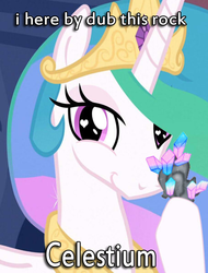 Size: 455x600 | Tagged: safe, princess celestia, g4, female, image macro, meme, solo, space rock, wingding eyes