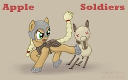 Size: 576x360 | Tagged: safe, artist:haretrinity, applejack, g4, armor, dummy