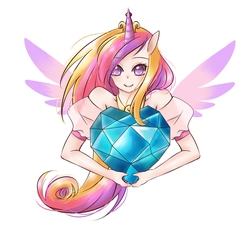 Size: 660x660 | Tagged: safe, artist:dun, princess cadance, anthro, g4, crystal heart, female, pixiv, solo