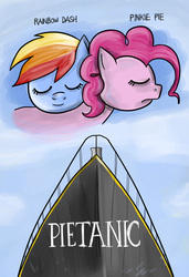 Size: 2770x4051 | Tagged: safe, artist:mateusuk, pinkie pie, rainbow dash, g4, female, lesbian, parody, ship:pinkiedash, shipping, titanic