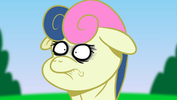 Size: 1440x815 | Tagged: safe, artist:catfood-mcfly, bon bon, sweetie drops, earth pony, pony, g4, cannot unsee, female, reaction image, screenshots, solo