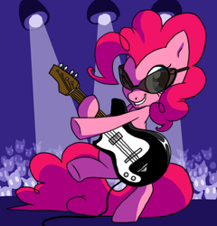 Size: 990x1033 | Tagged: safe, artist:cobracookies, pinkie pie, g4, female, guitar, solo, sunglasses