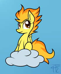 Size: 723x867 | Tagged: dead source, safe, artist:php92, spitfire, pegasus, pony, g4, cloud, female, solo