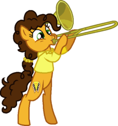 Size: 490x524 | Tagged: safe, artist:myliladoptables, artist:starryoak, cheese sandwich, earth pony, pony, g4, bipedal, grilled cheese (r63), musical instrument, rule 63, simple background, solo, transparent background, trombone