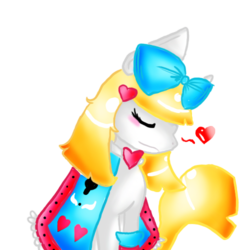 Size: 500x500 | Tagged: safe, artist:neomen12, oc, oc only, oc:alice, pony, bow, eyes closed, floating heart, hair bow, heart, simple background, solo, transparent background