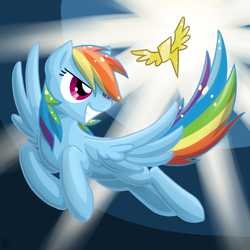 Size: 2000x2000 | Tagged: safe, artist:nothingspecialx9, rainbow dash, pegasus, pony, g4, female, flying, high res, solo