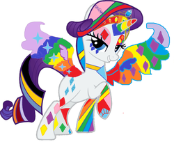 Size: 1944x1608 | Tagged: safe, artist:the-singing-duckie, rarity, alicorn, pony, g4, 1000 hours in ms paint, colored wings, exploitable meme, female, meme, ms paint, multicolored wings, race swap, rainbow power, rainbow wings, raricorn, simple background, solo, white background