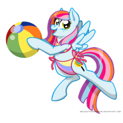 Size: 2550x2550 | Tagged: safe, artist:melissathehedgehog, oc, oc only, oc:dolly flash, pegasus, pony, bikini, bipedal, clothes, cute, high res, solo, swimsuit