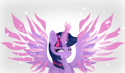 Size: 2000x1167 | Tagged: safe, artist:ostichristian, twilight sparkle, alicorn, pony, artificial wings, augmented, female, magic, magic wings, mare, solo, the twilight zone, twilight sparkle (alicorn), wings