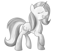 Size: 1280x1135 | Tagged: safe, artist:estrill, trixie, pony, unicorn, g4, female, grin, mare, monochrome, smiling, solo