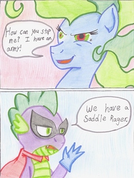 Size: 752x996 | Tagged: safe, artist:the1king, mane-iac, spike, g4, power ponies (episode), avengers, crossover, humdrum costume, power ponies