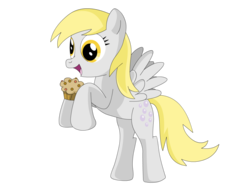 Size: 1032x774 | Tagged: safe, artist:umsauthorlava, derpy hooves, pegasus, pony, g4, female, mare, muffin, solo