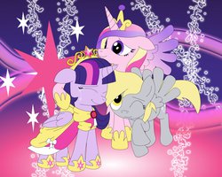 Size: 1000x800 | Tagged: safe, artist:umsauthorlava, derpy hooves, princess cadance, twilight sparkle, alicorn, pony, g4, crying, female, mare, twilight sparkle (alicorn)