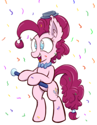 Size: 700x900 | Tagged: safe, artist:heir-of-rick, pinkie pie, g4, bowtie, cane, female, hat, pi day, solo