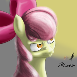 Size: 3000x3000 | Tagged: safe, artist:hosendamaru, apple bloom, g4, angry, angry series, female, high res, realistic, solo