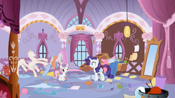 Size: 1365x768 | Tagged: safe, screencap, rarity, sweetie belle, g4, my little pony: friendship is magic, stare master, sweetie fail