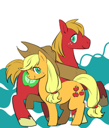 Size: 680x800 | Tagged: safe, artist:cota52, applejack, big macintosh, earth pony, pony, g4, male, pixiv, stallion