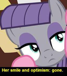 Size: 260x295 | Tagged: safe, edit, edited screencap, screencap, maud pie, g4, maud pie (episode), my little pony: friendship is magic, caption, game center cx, image macro, meme