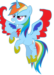 Size: 1512x2104 | Tagged: artist needed, safe, edit, rainbow dash, alicorn, pony, g4, 1000 hours in ms paint, female, ms paint, not a vector, race swap, rainbowcorn, solo