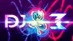 Size: 1366x768 | Tagged: safe, artist:equestriandeviants, artist:wicklesmack, dj pon-3, vinyl scratch, pony, unicorn, g4, background pony, dancing, female, glowstick, hooves, horn, lens flare, mare, solo, sunglasses, tongue out, vector, wallpaper