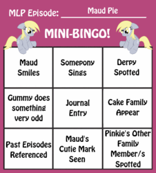 Size: 461x510 | Tagged: safe, derpy hooves, pegasus, pony, g4, maud pie (episode), bingo, female, floppy ears, mare, mini-bingo, sitting