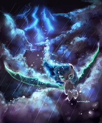 Size: 2500x3000 | Tagged: safe, artist:aquagalaxy, oc, oc only, color porn, high res, lightning, rain, solo, storm