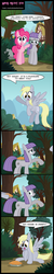 Size: 898x4461 | Tagged: safe, artist:toxic-mario, derpy hooves, maud pie, pinkie pie, earth pony, pegasus, pony, g4, maud pie (episode), bait and switch, comic, female, hug, looking down, mare, pie, shocked