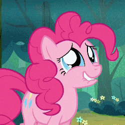 Size: 500x500 | Tagged: safe, screencap, pinkie pie, earth pony, pony, g4, maud pie (episode), season 4, animated, cute, diapinkes, eye shimmer, female, lip bite, mare, smiling, solo, weapons-grade cute, wide eyes