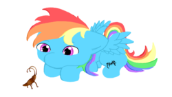 Size: 460x260 | Tagged: safe, artist:midnightpremiere, rainbow dash, cockroach, insect, g4, female, filly, filly rainbow dash, solo