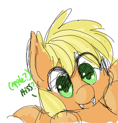 Size: 844x880 | Tagged: safe, artist:fauxsquared, applejack, bat pony, pony, g4, applebat, cute, female, looking at you, race swap, solo