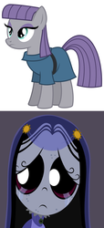 Size: 841x1843 | Tagged: safe, maud pie, g4, maud pie (episode), comparison, crying, misery (ruby gloom), ruby gloom, serious, serious face