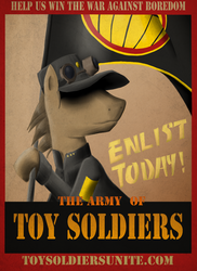 Size: 918x1260 | Tagged: safe, artist:fimoman, army of toy soldiers, poster, propaganda, recruitment poster, solo, toy bronies unite, toy soldiers unite