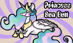 Size: 1000x600 | Tagged: safe, artist:alicethezombie, princess celestia, alicorn, pony, g4, ear fluff, eyes closed, female, lying, smiling, solo, sunbutt