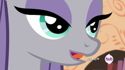 Size: 1280x720 | Tagged: safe, edit, screencap, maud pie, g4, maud pie (episode), my little pony: friendship is magic, female, hub logo, solo, tongue out