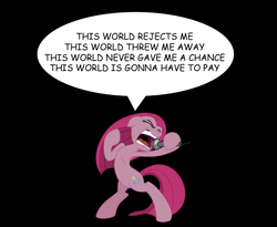 Size: 758x621 | Tagged: safe, artist:ceehoff, artist:patec, pinkie pie, g4, comic sans, female, lyrics, nine inch nails, pinkamena diane pie, singing, solo