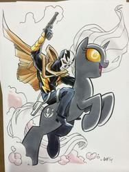 Size: 768x1024 | Tagged: safe, artist:tony fleecs, chato santana, dc comics, el diablo, ponified, self ponidox, traditional art