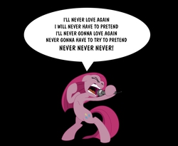 Size: 758x621 | Tagged: safe, artist:ceehoff, artist:patec, pinkie pie, g4, female, korn, lyrics, never never (song), pinkamena diane pie, singing, solo, vector