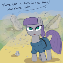 Size: 1400x1400 | Tagged: safe, artist:aa, maud pie, g4, maud pie (episode), dust, female, rock, solo