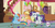 Size: 1440x762 | Tagged: safe, screencap, applejack, fluttershy, rainbow dash, rarity, g4, maud pie (episode), food baby, hub logo, implied stuffing, meme, rock candy, stuffed, stuffed belly, youtube caption