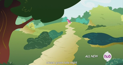 Size: 1439x762 | Tagged: safe, screencap, pinkie pie, g4, maud pie (episode), female, hub logo, meme, solo, youtube caption