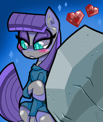 Size: 642x756 | Tagged: safe, artist:kaliptro, maud pie, tom, earth pony, pony, g4, maud pie (episode), blushing, cargo ship, clothes, female, heart, mare, rockcon, ship:tomaud, shipping